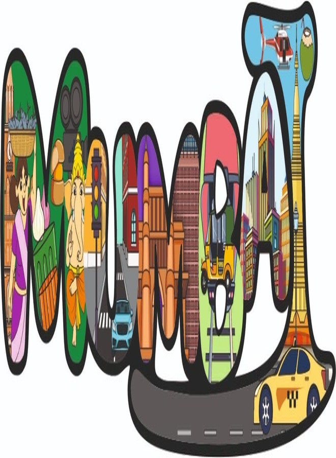 India Souvenir Wooden MDF Mumbai Fridge Magnet (Multicolour) M-528